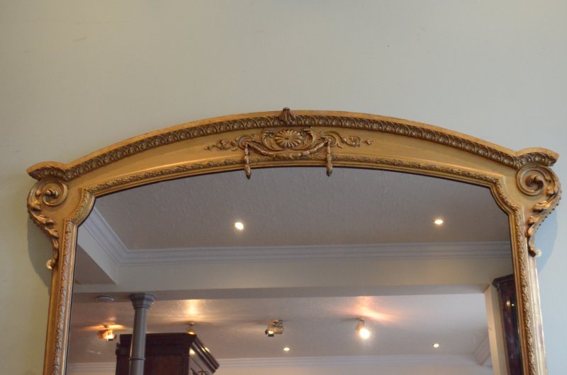 Large Antique Wall Mirror Overmantle Mirror H170cm - Image 8